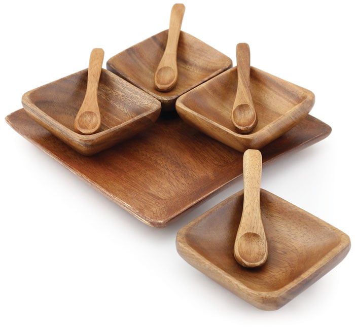 4 Square Condiment Set w/ Tray 8" x 8" x 2.5"