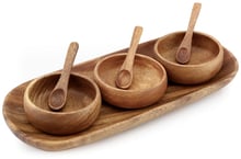 3 Round Condiment Set w/ Tray 14" x 6" x 2"